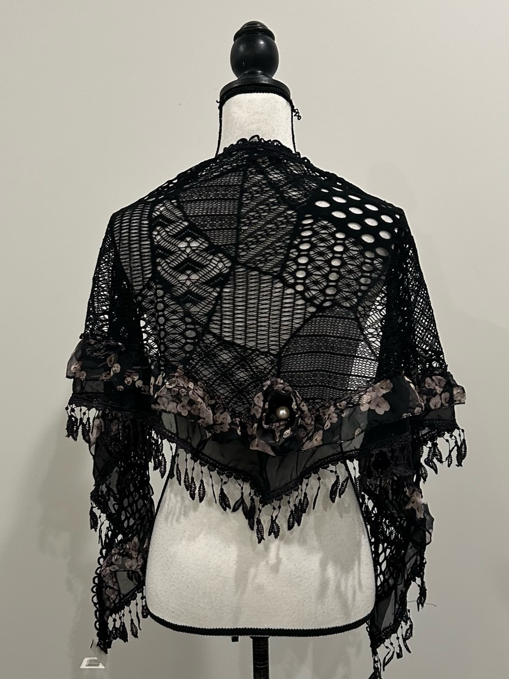 Eva Chriselle Lace & Floral Shawl